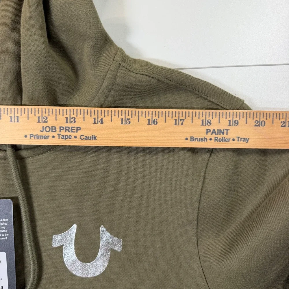 True Religion Big HS Foil Zip Hoodie Mens M Kalamata Olive Green Loungewear